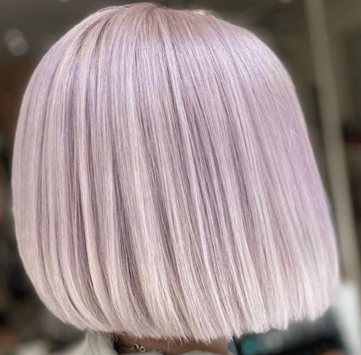 up close picture of gray hair with pastel highlights