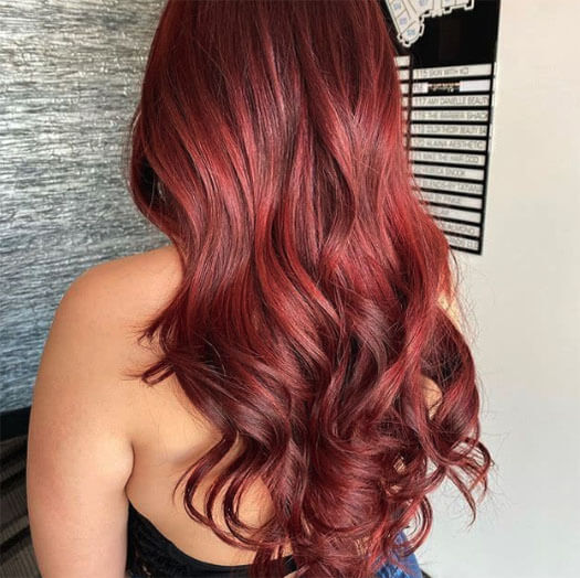 long curly red hair
