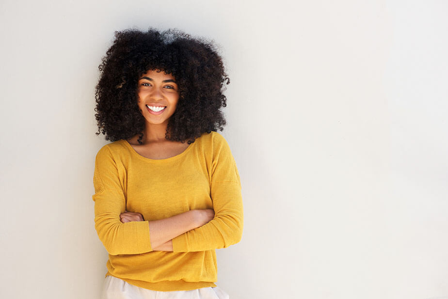 portrait woman with curly hair