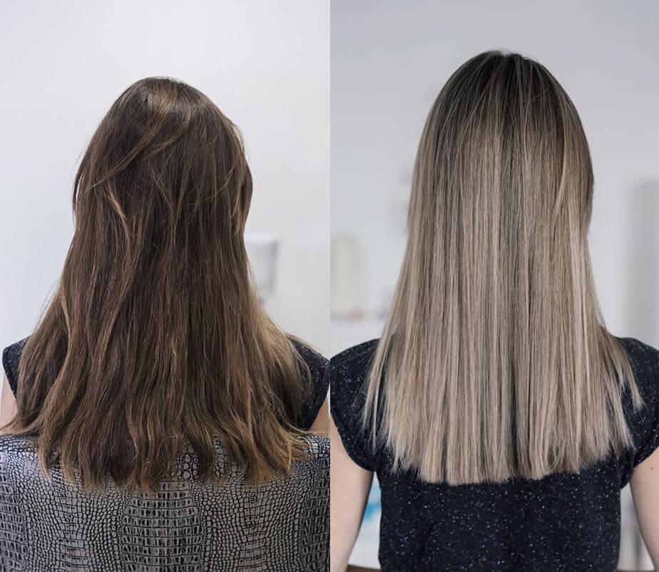 before and after hair with highlights