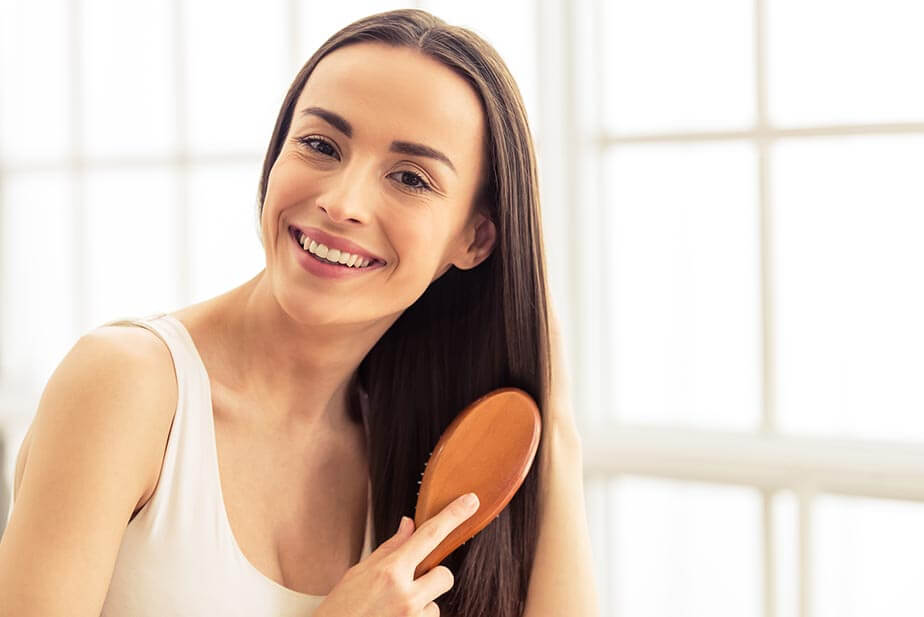 brushing hair portrait