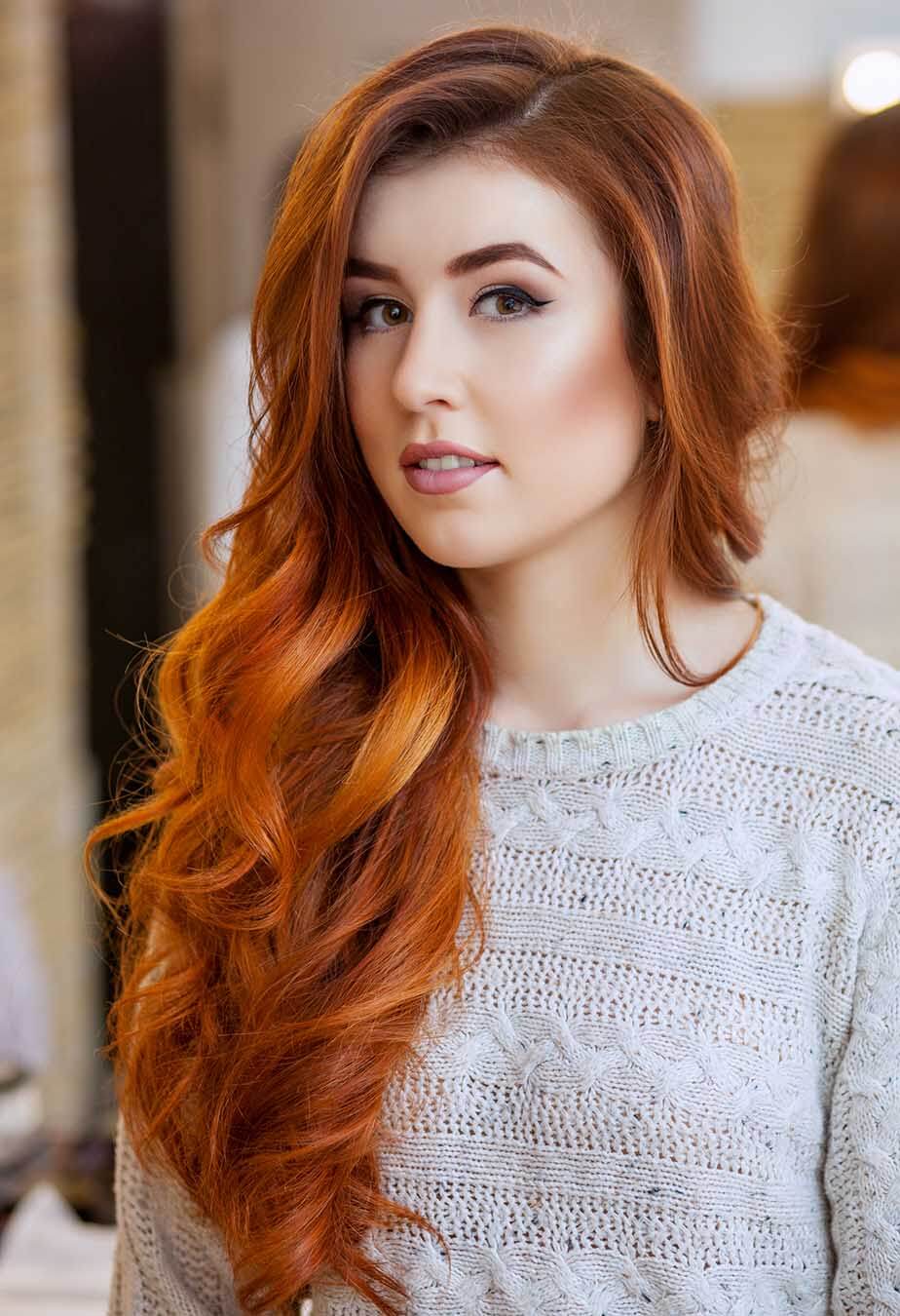 portrait long red hair