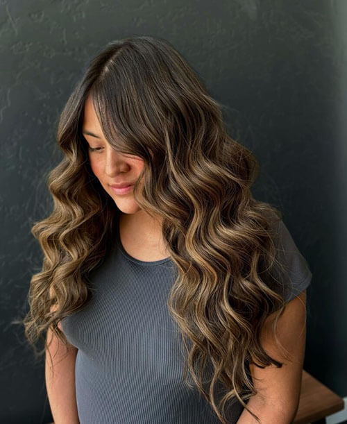 stylist client brown balayage