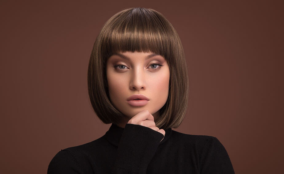 brunette woman short haircut