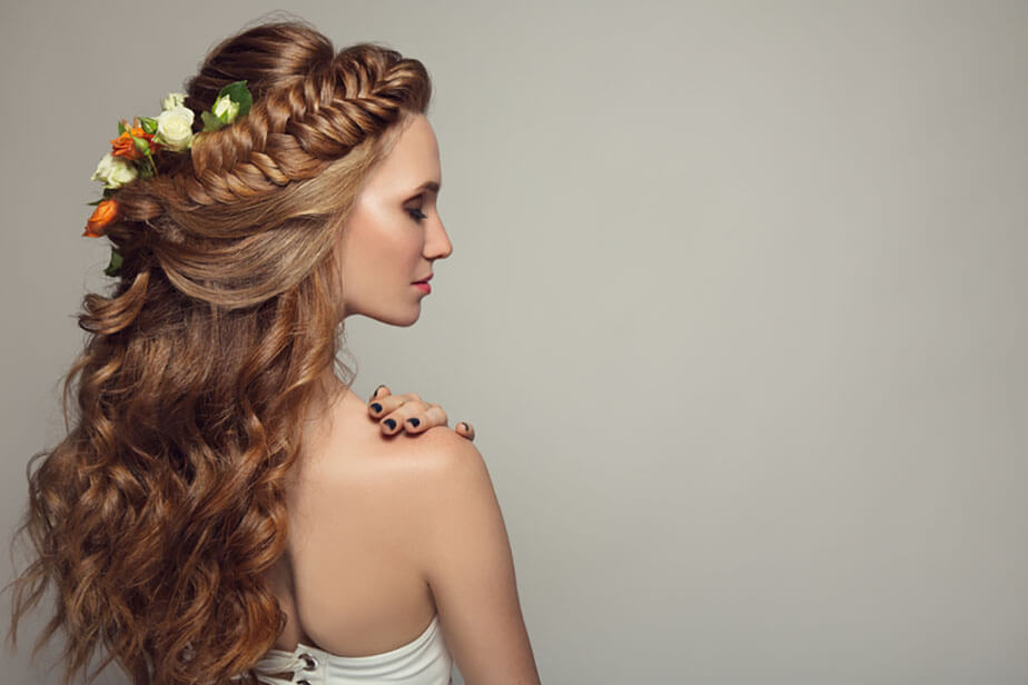 curly hair with braid