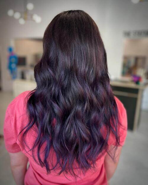 purple curly hairstyle