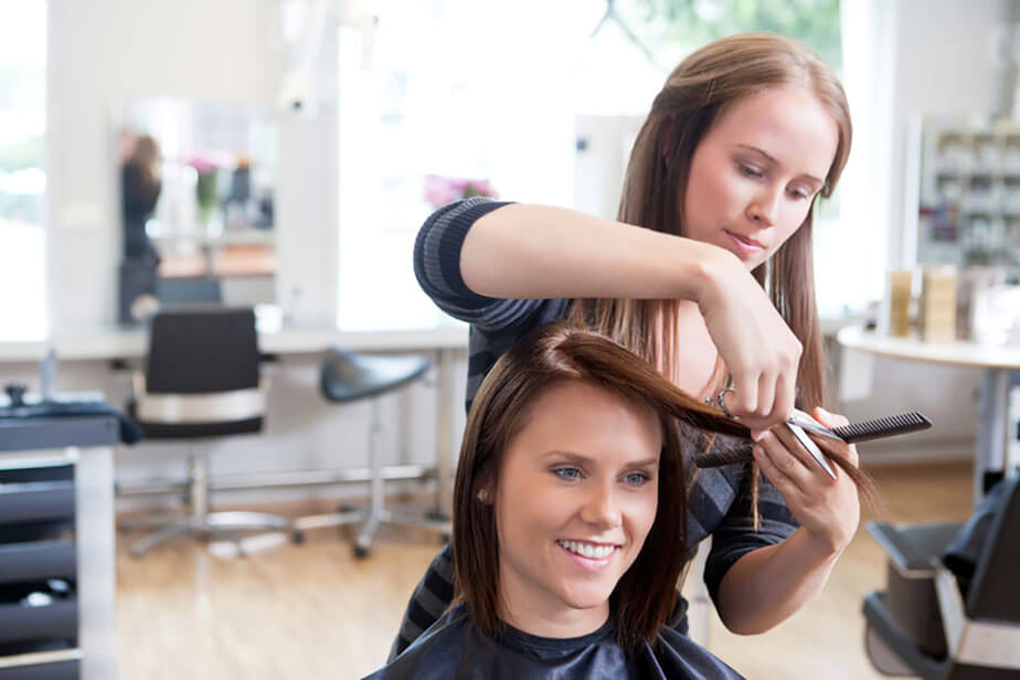 client getting hair cut