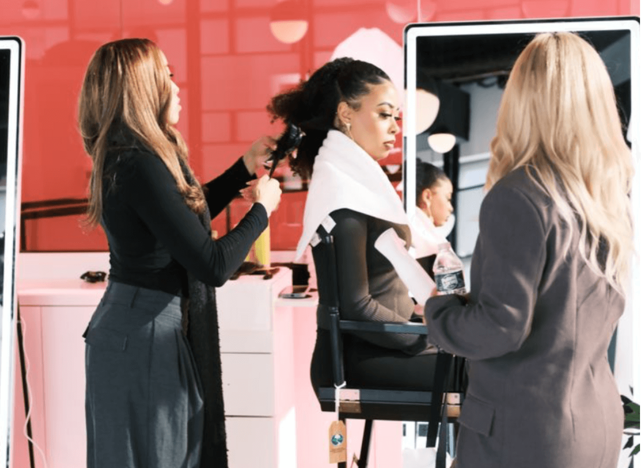 Hairdresser with client