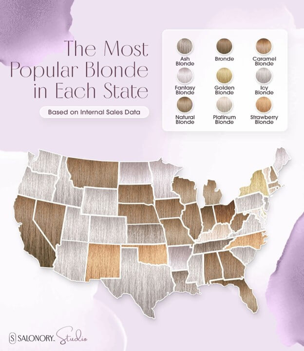 Most Popular Blondes by State based on Internal Sales Data