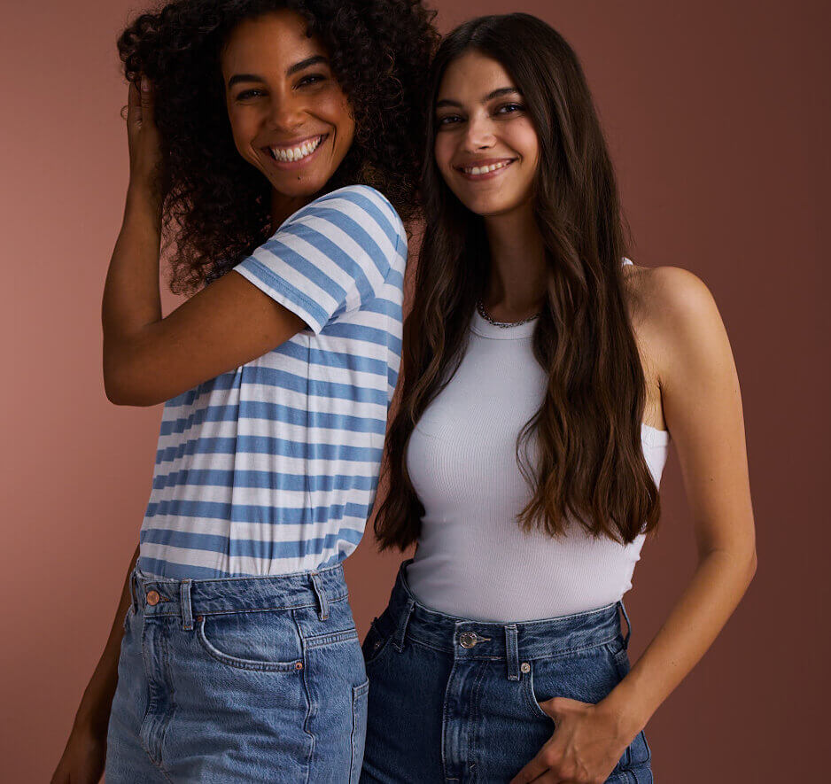 two female models with dark hair