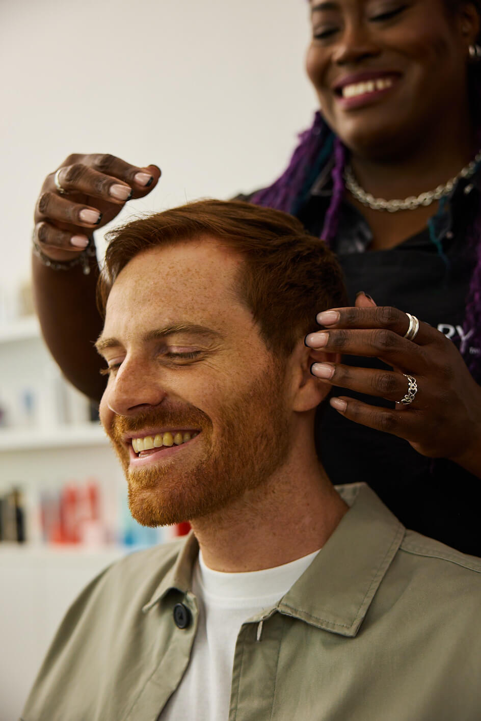 stylist with male client